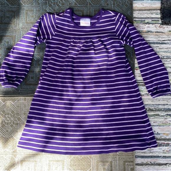 Soft Knit Dress - Purple White Stripe Long Sleeve - Picture 4 of 5